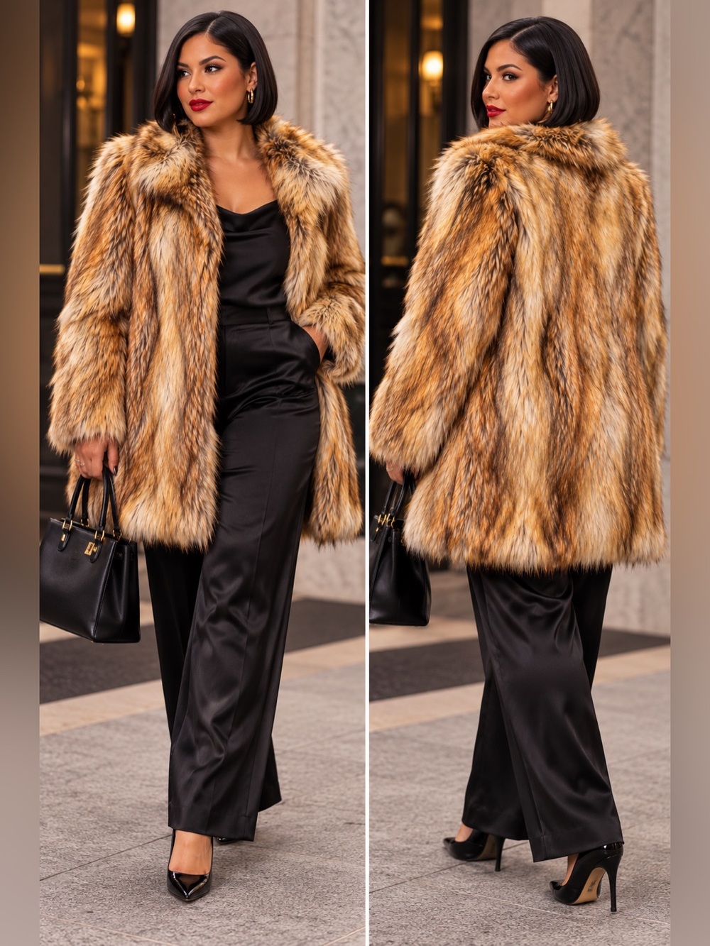 Roaman's Faux Fur Coat in Golden Brown